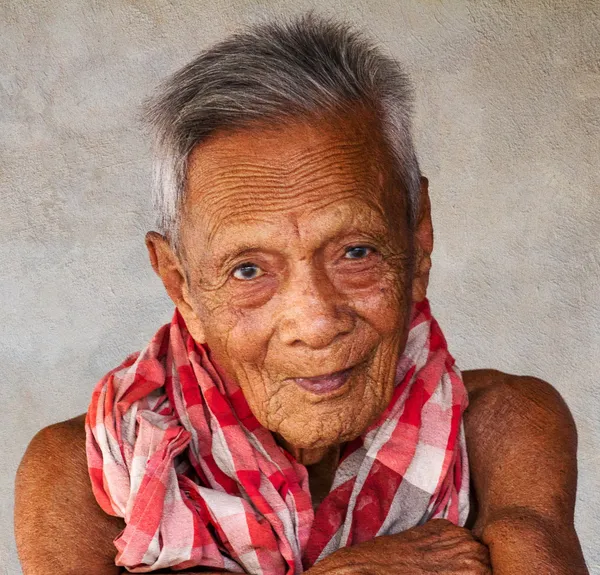 Asijské staré starší muž upřímný portrét — Stock fotografie