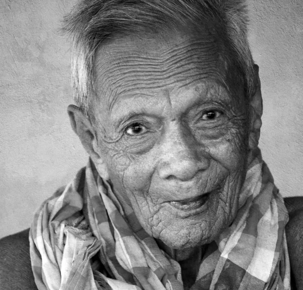 Asian old senior man candid portrait — Stock Photo, Image