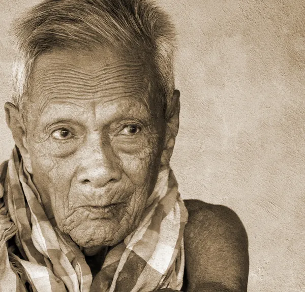 Asian old senior man candid portrait — Stock Photo, Image
