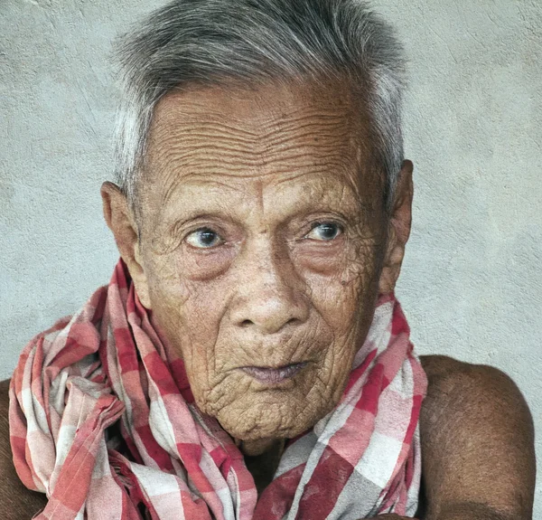 Asian old senior man candid portrait — Stock Photo, Image