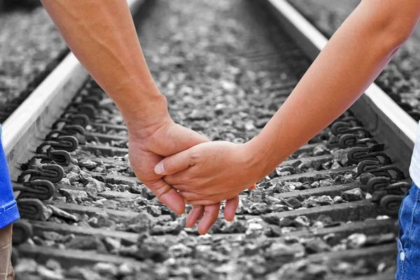 Lover travels,straight railroad track — Stock Photo, Image