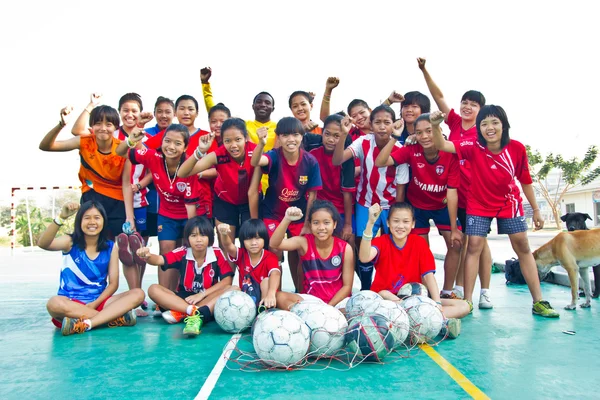 Grupo equipo futbolista joven mujer equipo Chonburi foto —  Fotos de Stock