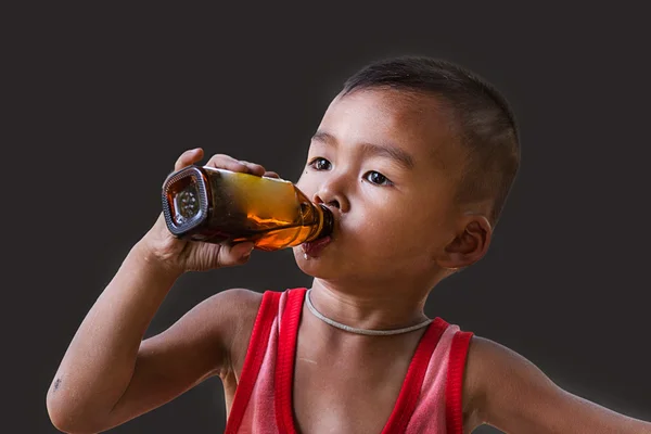 Boy with bottle — Stock Photo, Image