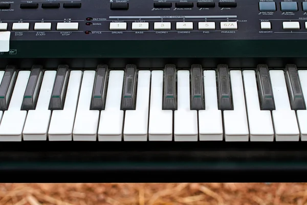 Fechar a tecla de piano, vista frontal — Fotografia de Stock