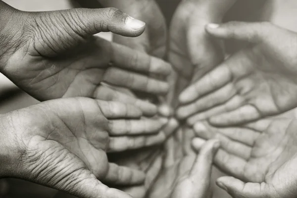 Руки сім'ї крупним планом на осінньому фоні — стокове фото