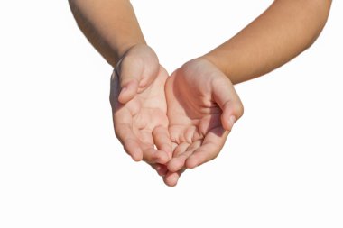Beyaz arkaplanda izole edilmiş iki el