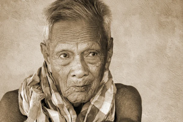 Asian old senior man candid portrait — Stock Photo, Image