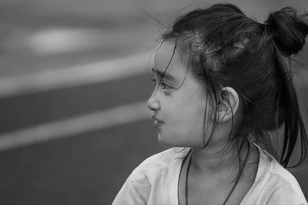 Cheerful girl in sports stadium — Stock Photo, Image