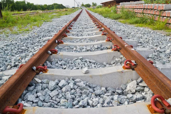 Railway in sunny day, Thailand. It is classical railway. — Stock Photo, Image