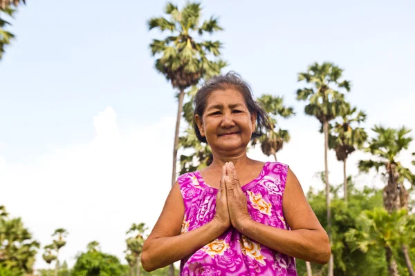 Portrait of  smiling elderly woman — Stock Photo, Image