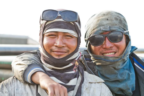 Neck male worker smiling. — Stock Photo, Image