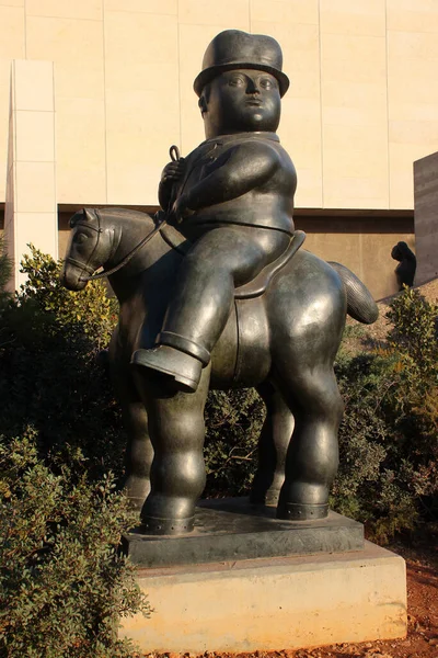 Jeruzalem Israël December 2013 Man Horse Een Bronzen Sculptuur Uit — Stockfoto