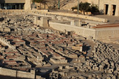 Jerusalem, Israel - December 2, 2013: Sculpture Model of Holyland Jerusalem in the late Second Temple period, located in the Israel Museum. clipart
