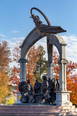 Baturyn, Ukrayna - 16 Ekim 2021: Baturyn kalesinin anıtsal kompleksi, Ukrayna 'nın eski Hetmanların başkenti Baturin' deki ulusal tarih ve kültür sahası.