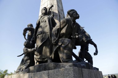 Chyhyryn, Ukrayna - 14 Ağustos 2021: Chigirin 'deki Bohdan Khmelnytsky Anıtı, Orta Ukrayna' daki tarihi bir şehir ve eski bir Hetman konutu.