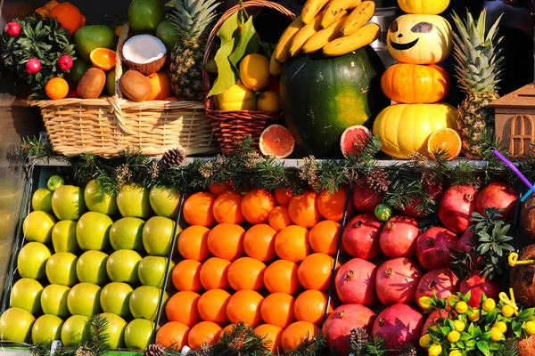 Stos Świeżych Owoców Targu Ulicznym Antalya Turcja — Zdjęcie stockowe