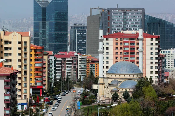 Ankara Turkey April 2022 Firdaws Mosque Modern Residential Buildings Cankaya — Stock Photo, Image