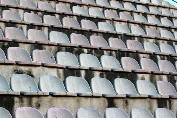 Rows White Plastic Seats Stadium — Stockfoto