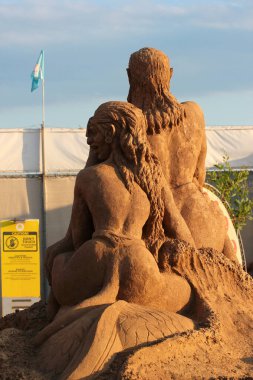 Antalya, Türkiye - 7 Mayıs 2022: Kum Heykeli Müzesi, Antalya 'nın Lara plajında yer alan açık hava müzesidir.