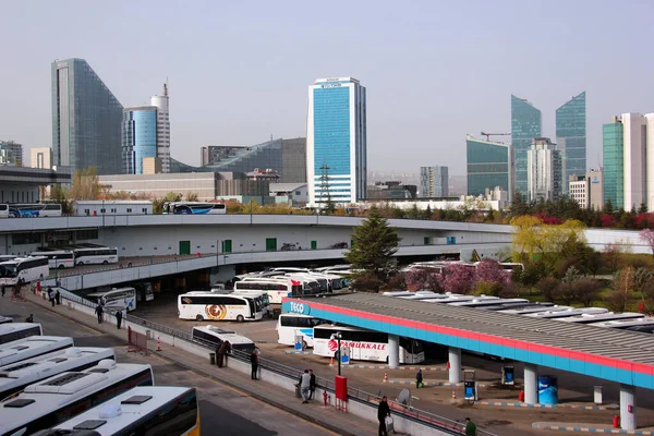 Ankara, Turkey - April 18, 2022: View of ASTI bus terminal at the central bus station of Ankara, the capital of Turkey