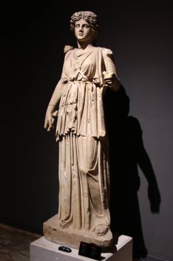 Antalya, Turkey - August 6, 2022: Statue of Artemis from Perge Ancient City in Archaelogical Museum of Antalya