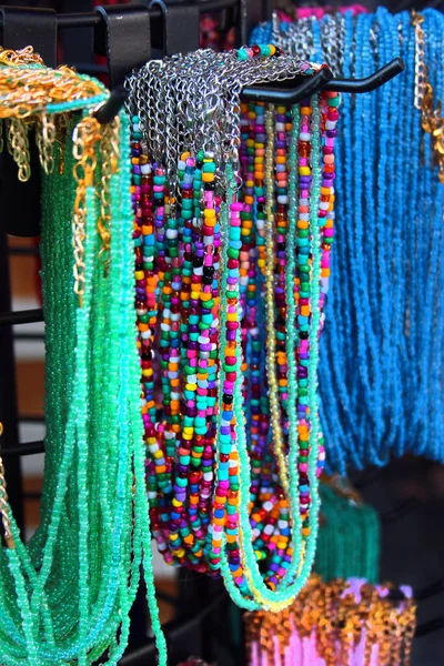 Necklaces Beads Souvenirs Display Street Market Antalya Turkey —  Fotos de Stock