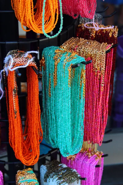 Necklaces Beads Souvenirs Display Street Market Antalya Turkey —  Fotos de Stock