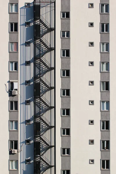 Fire escape ladders and staircases outside a high-rise residential building in Antalya, Turkey