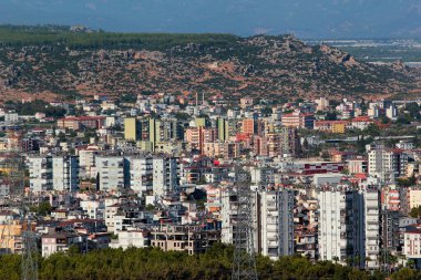 Antalya, Turkey - September 7, 2022: Aerial view of Kepez Varsak district from Cankaya neighbourhood