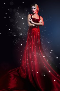 romantik güzellik kadın zarif Kırmızı elbiseli