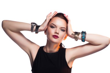güzel moda model özel takı poz portresi.