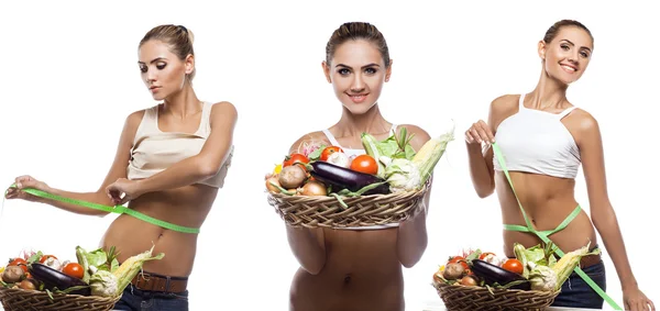 Mujer joven sosteniendo vegetal — Foto de Stock