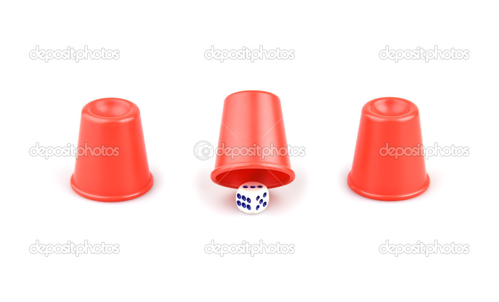Dice and three cups