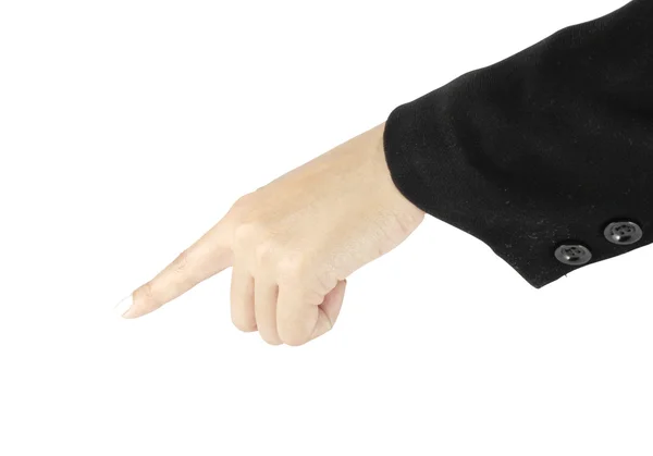 Hand pushing on white background — Stock Photo, Image