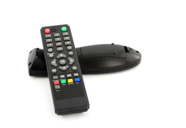 TV uzaktan kumandası üzerinde beyaz bir arka plan