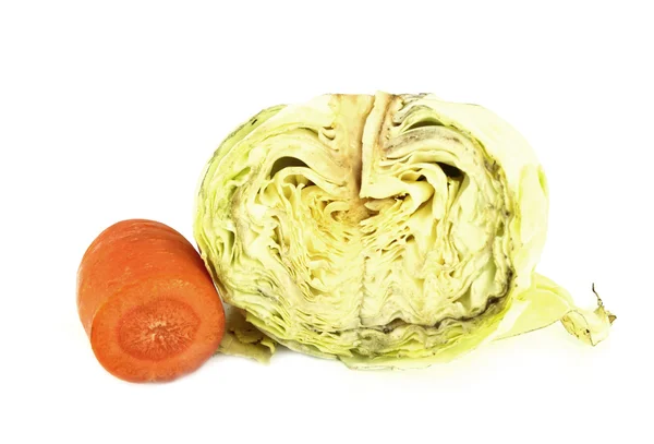Cabbage cut and carrot cut — Stock Photo, Image