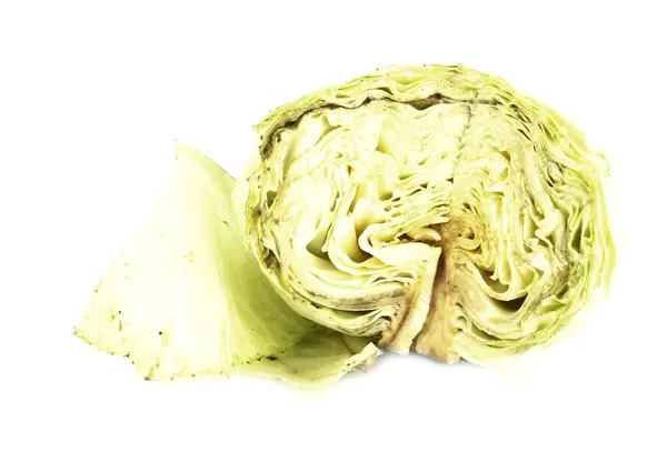 Cabbage cut in half on white — Stock Photo, Image