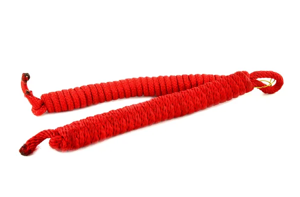 Red climbing rope isolated on white background — Stock Photo, Image