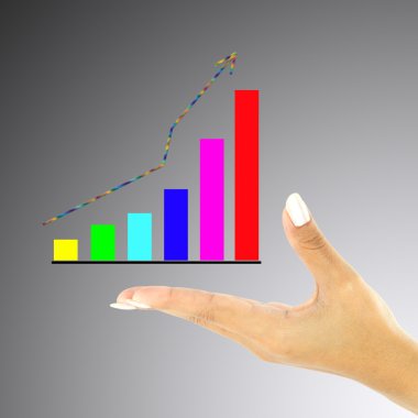 grafik üzerinde beyaz izole gösteren el