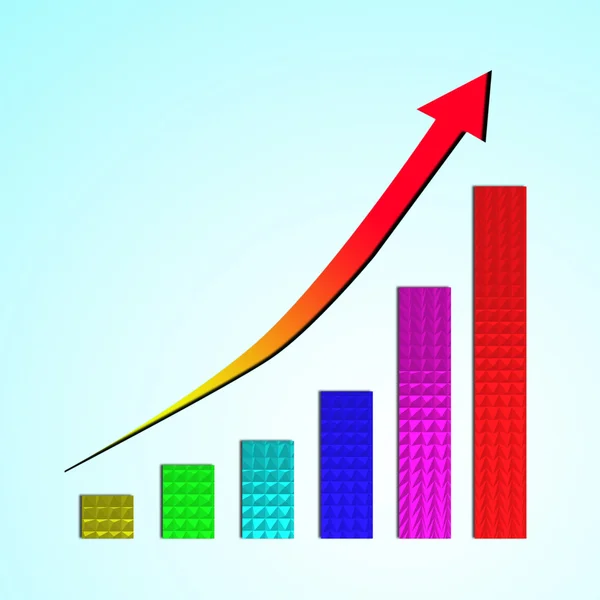 Gráfico de barras de crecimiento y flecha ascendente — Foto de Stock