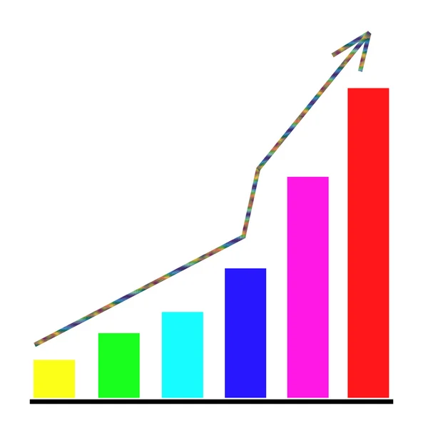Rostoucí pruhový graf a rostoucí šipka — Stock fotografie