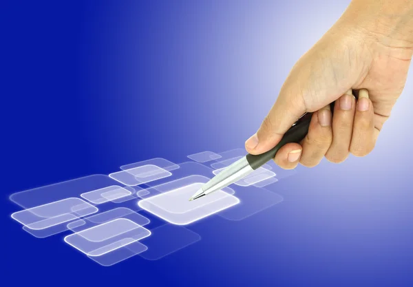 A pen pointer on a touch screen interface — Stock Photo, Image