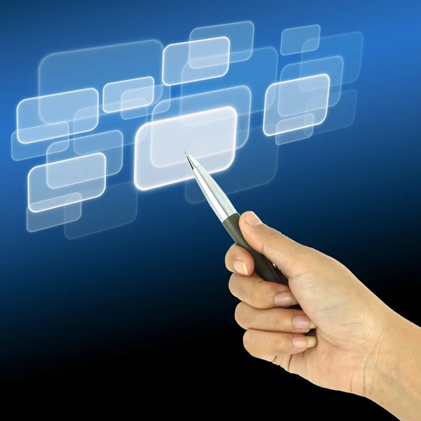 A pen pointer on a touch screen interface — Stock Photo, Image