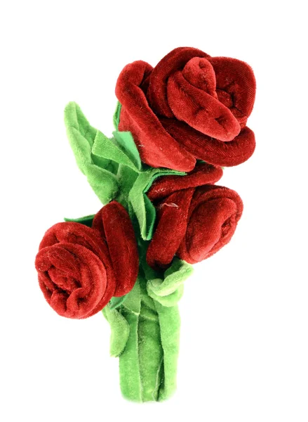 Mawar terbuat dari kain wol pada latar belakang putih — Stok Foto