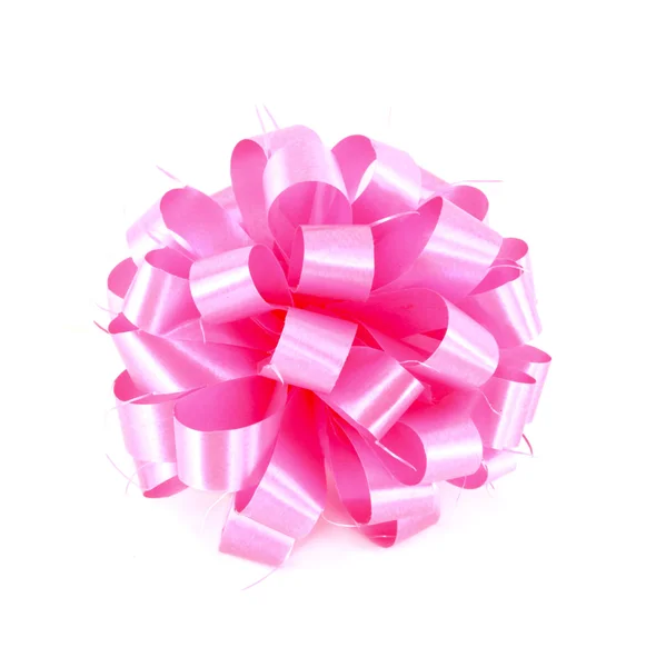Fiocco regalo rosa su sfondo bianco — Foto Stock