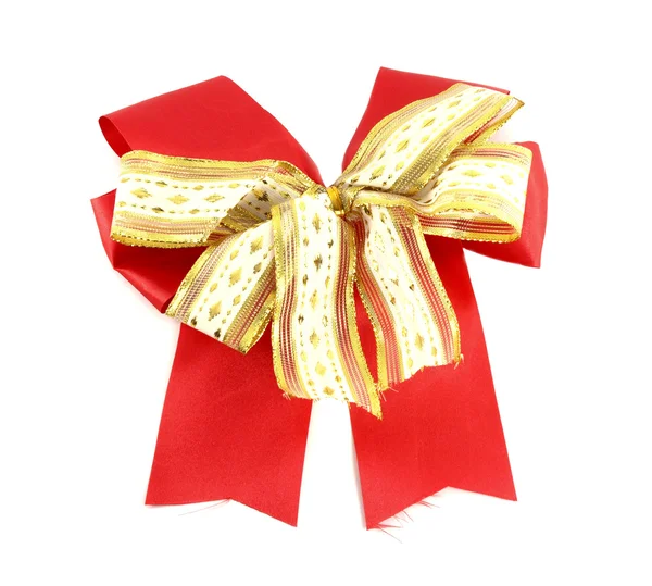 Arco de regalo rojo y blanco sobre fondo blanco — Foto de Stock