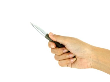 eli kalem tut. izole. İşaretçi