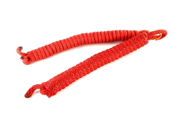 Corda da arrampicata rossa isolata su sfondo bianco — Foto Stock