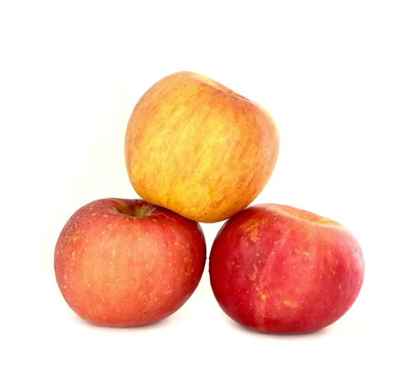 Fresh ripe red and yellow apples on white background — Stock Photo, Image