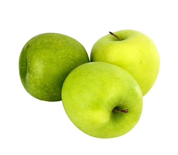 Groene appels geïsoleerd op wit — Stockfoto